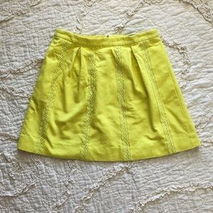J Crew Yellow Lace Stripe Skirt